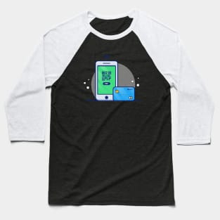 Handphone With payment Application Bar Code And Bank Card Cartoon Baseball T-Shirt